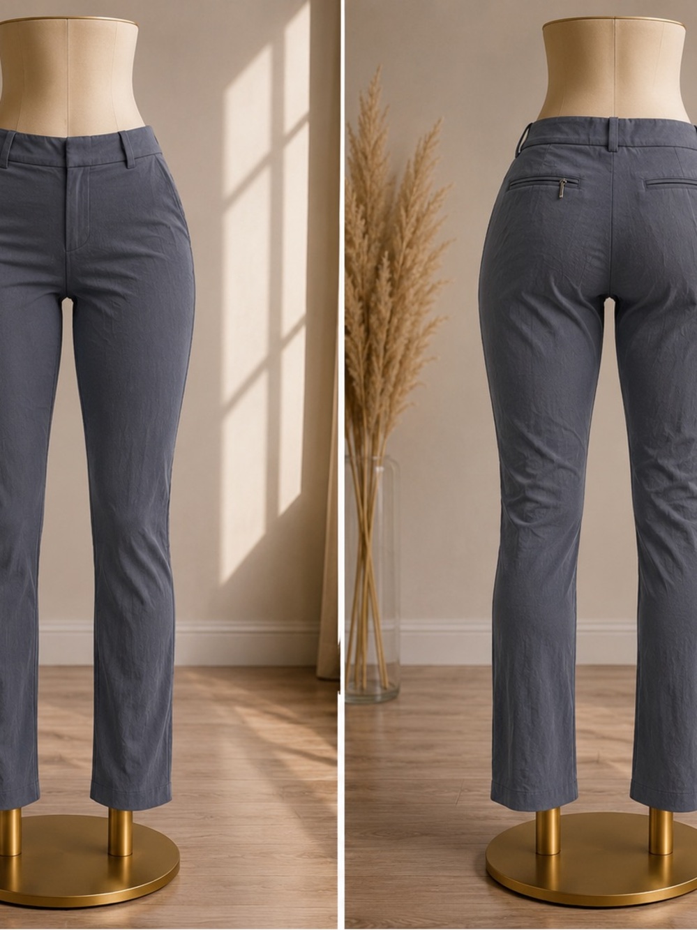 Gray Straight-Leg Women's Pants